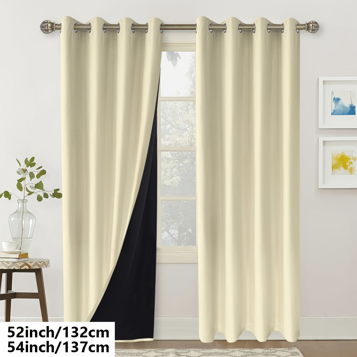 Cortinas blackout de un panel con recubrimiento y parte superior con lazo para dormitorio y sala de estar