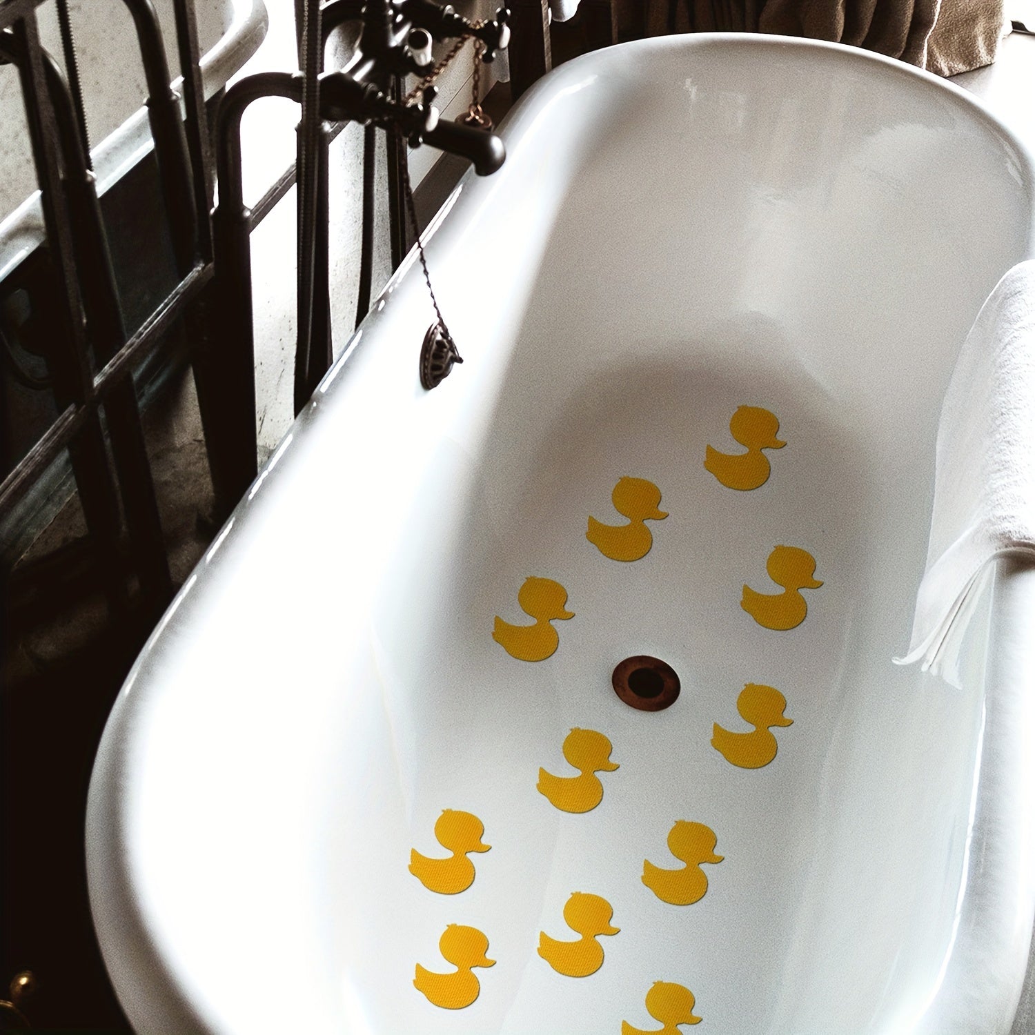 Set of 10 Yellow Duck Non-slip Bathroom Stickers, Shower Tread Safety Decals