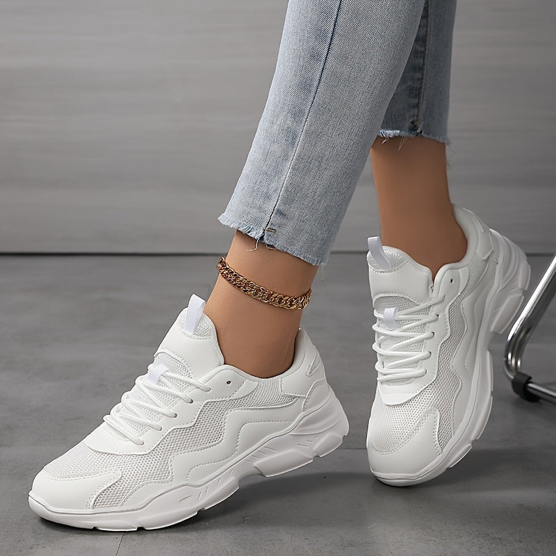 Women's Mesh Sneakers Casual White Low-Top Breathable Shoes
