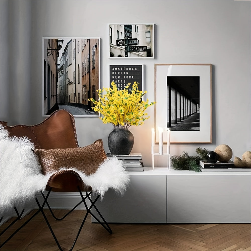 Artificial Flowers 10/16pcs Yellow Fake Winter Jasmine for Indoor Outdoor Decoration