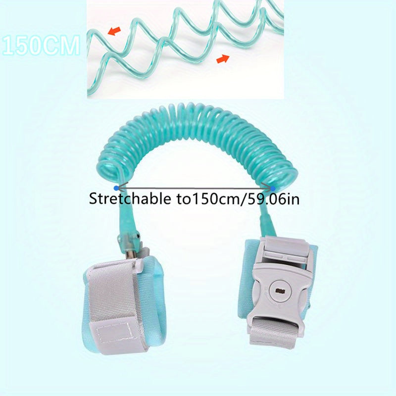 Kids Safety Wrist Strap Blue TPU Anti-Lost Walking Harness Adjustable Cord for Active Children