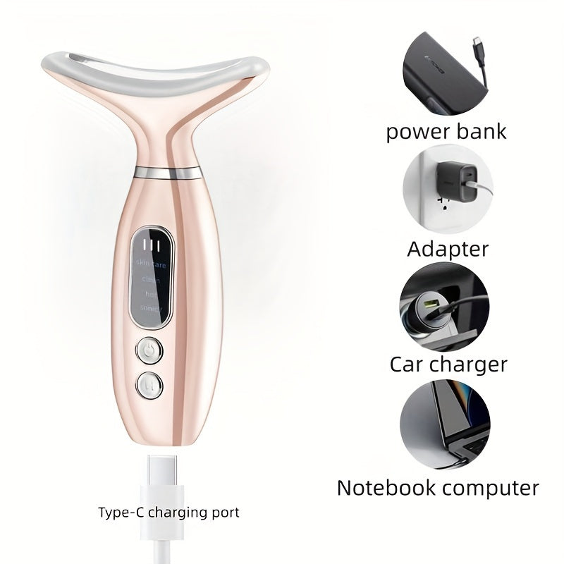 Rechargeable Facial and Neck Massager with Heat and 4 Modes