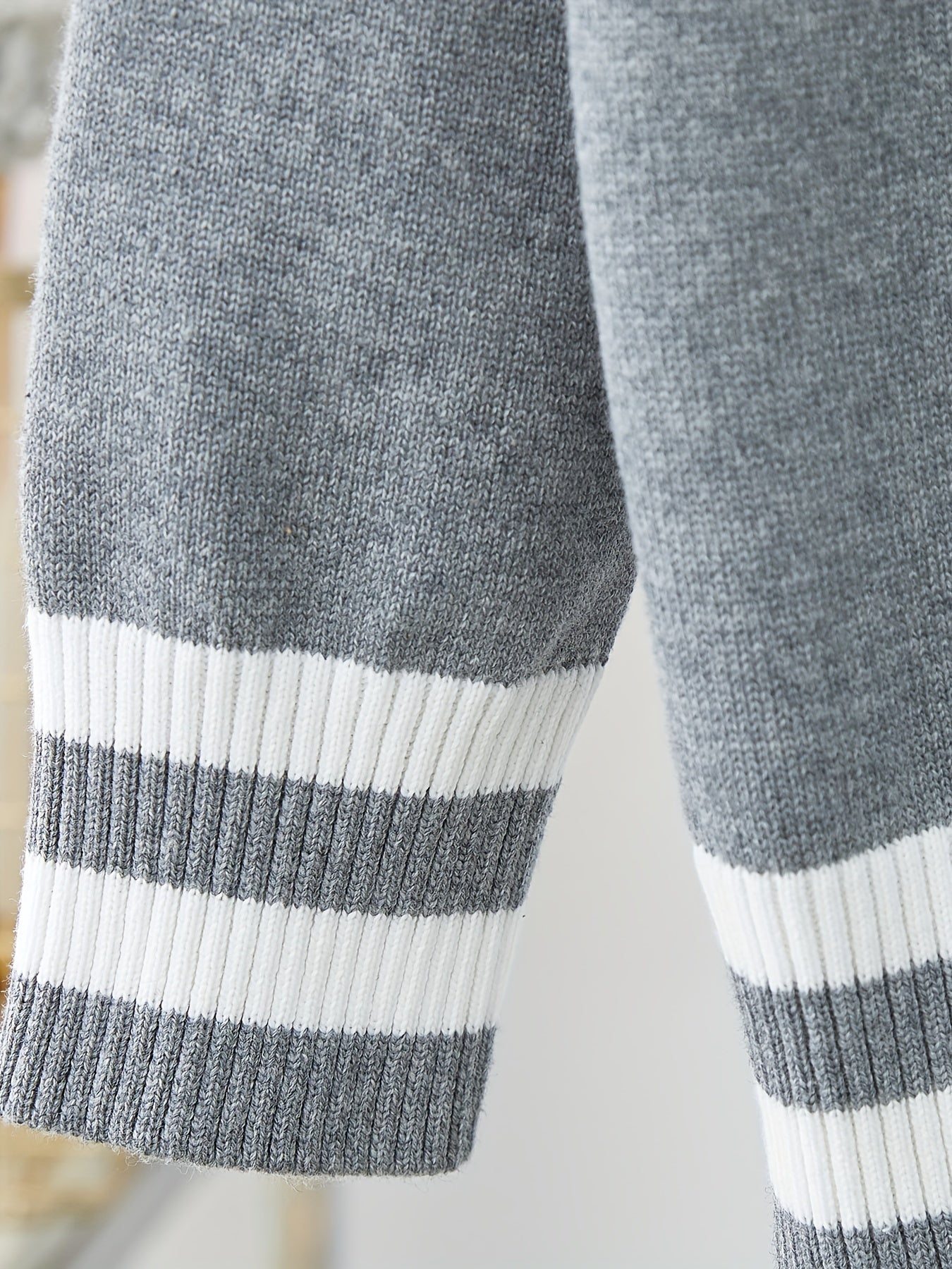 Детский вязаный кардиган с черно-белой полоской из хлопка с V-образным вырезом для мальчиков и девочек весна-осень