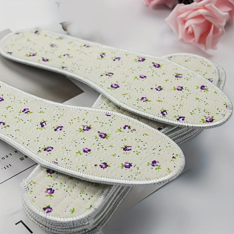 Unisex Floral Felt Insoles 3 Pairs Breathable Soft Comfortable All-Season
