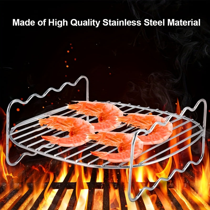 Havo qovurish uchun aksessuarlar to'plami 6 ta qismli ikki qavatli qavatlar, shishlar, pishirish panjarasi, sabzavotlar