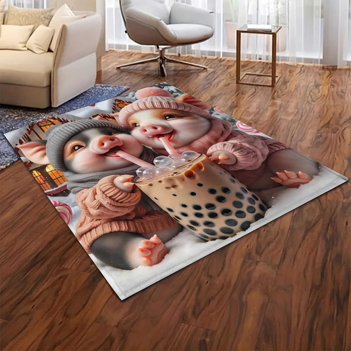 Yoqimli cho'chqa Buble Choy Yostiqchasi Flanel Barcha mavsumlar uchun to'qilgan hayvonlar mavzusi bolalar va kattalar uchun