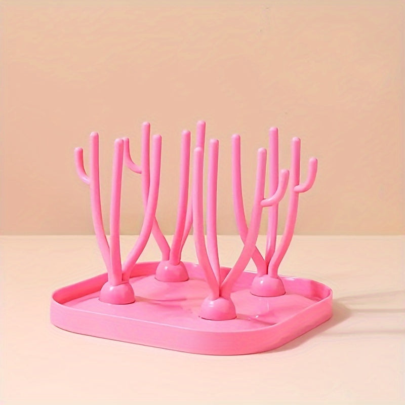 Portable Kitchen Drying Rack with Detachable Drain and Storage for Bottles and Cups