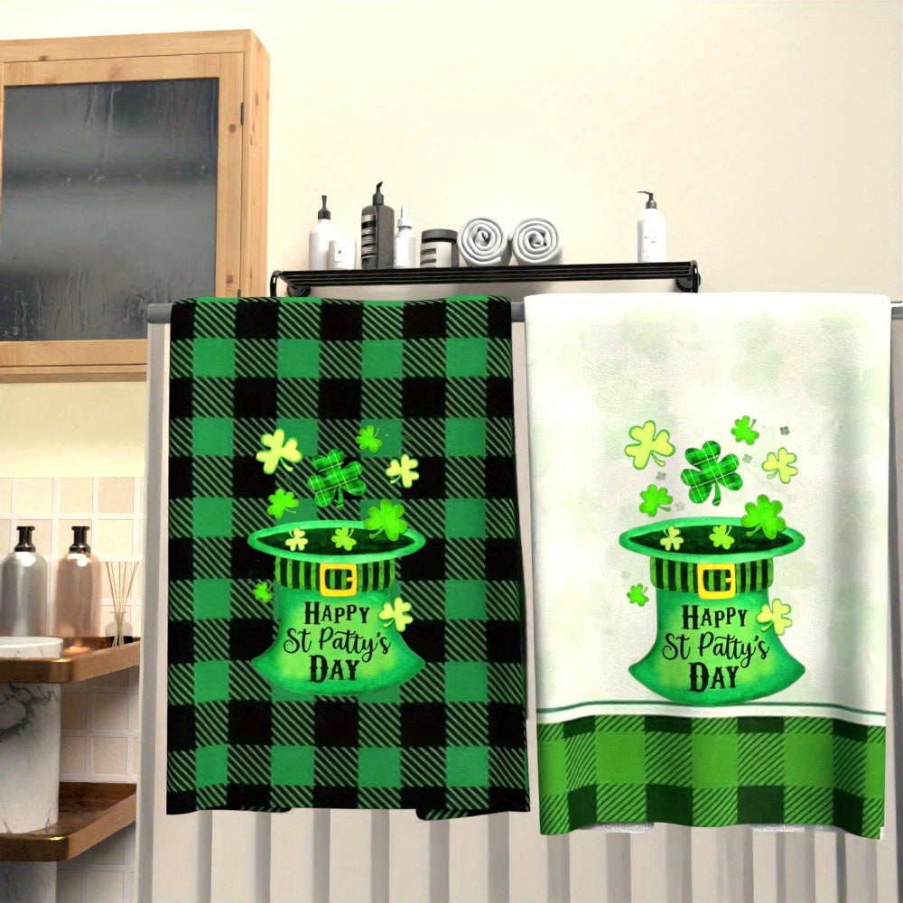 Two Pieces St. Patrick's Day Tea Towels 45x66cm Absorbent Quick-Dry Shamrock
