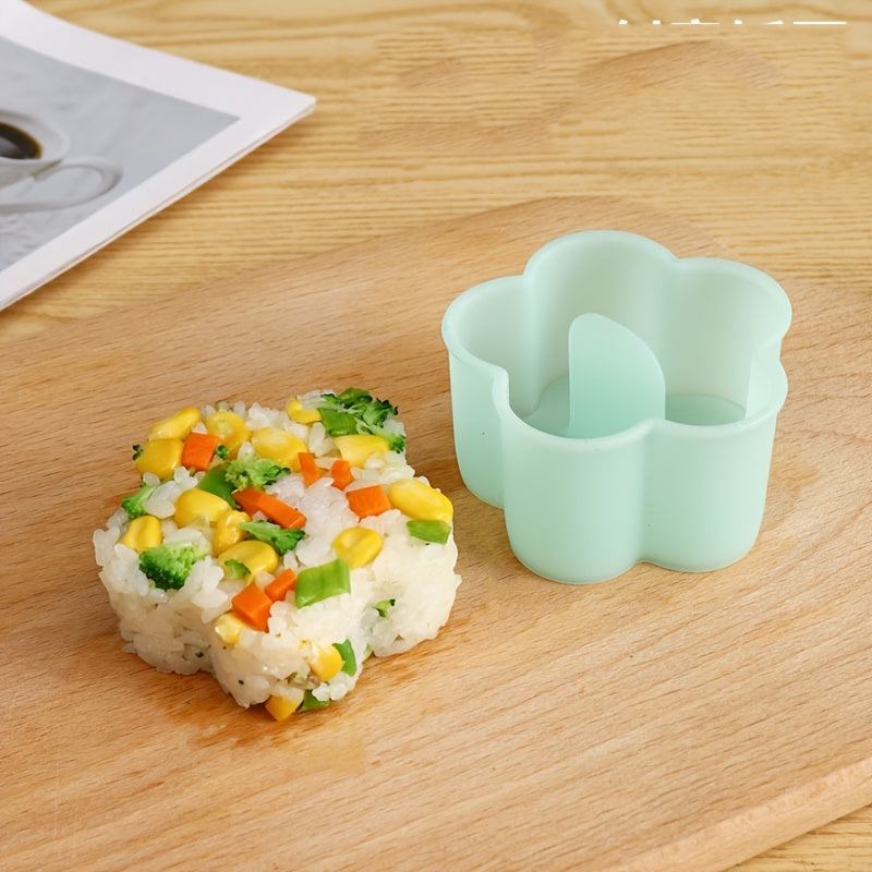 5pcs Rice Ball Mold Set Non-Electric PP Baking Tool Heart Flower Shapes for Sushi and Rice