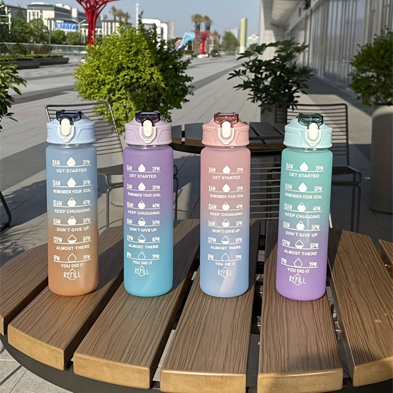 Botella de agua de plástico aislante con marcador de tiempo, a prueba de fugas, duradera para gimnasio, actividades al aire libre y viajes