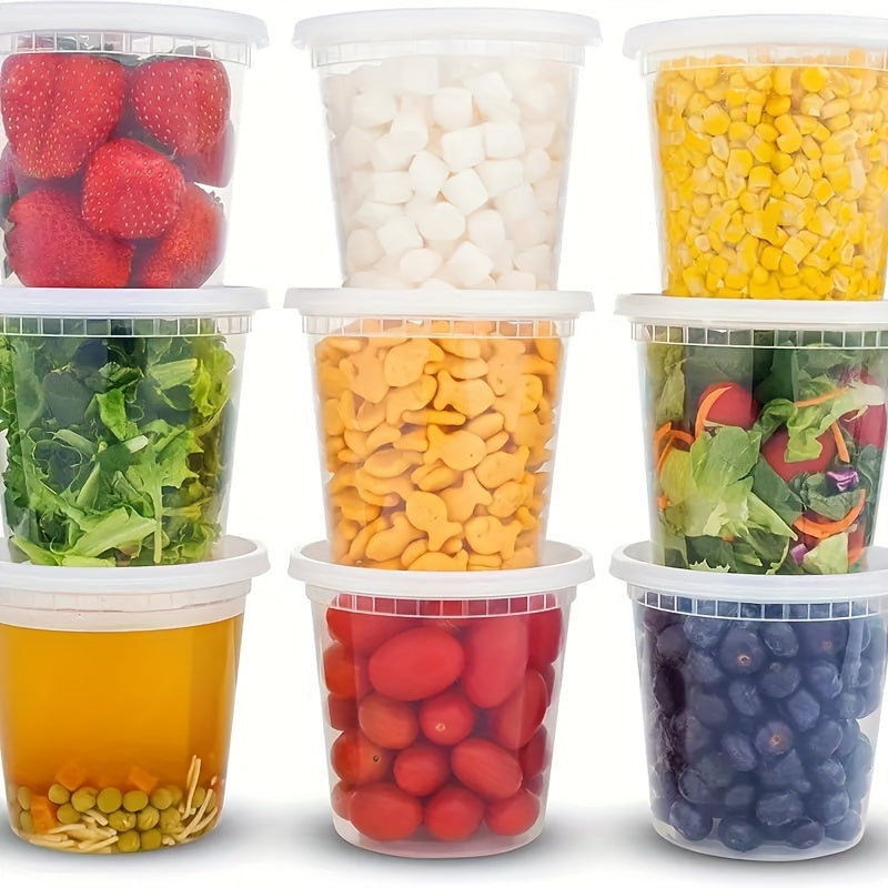 10-Piece 24-Ounce Plastic Food Storage Containers with Lids for Freezing and Microwave