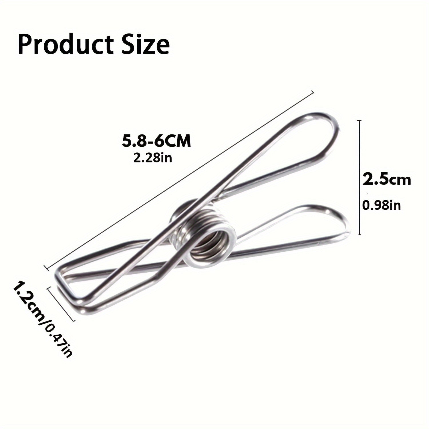 Paquete de 60 pinzas de ropa de acero inoxidable, clips metálicos para colgar, pinzas para lavandería