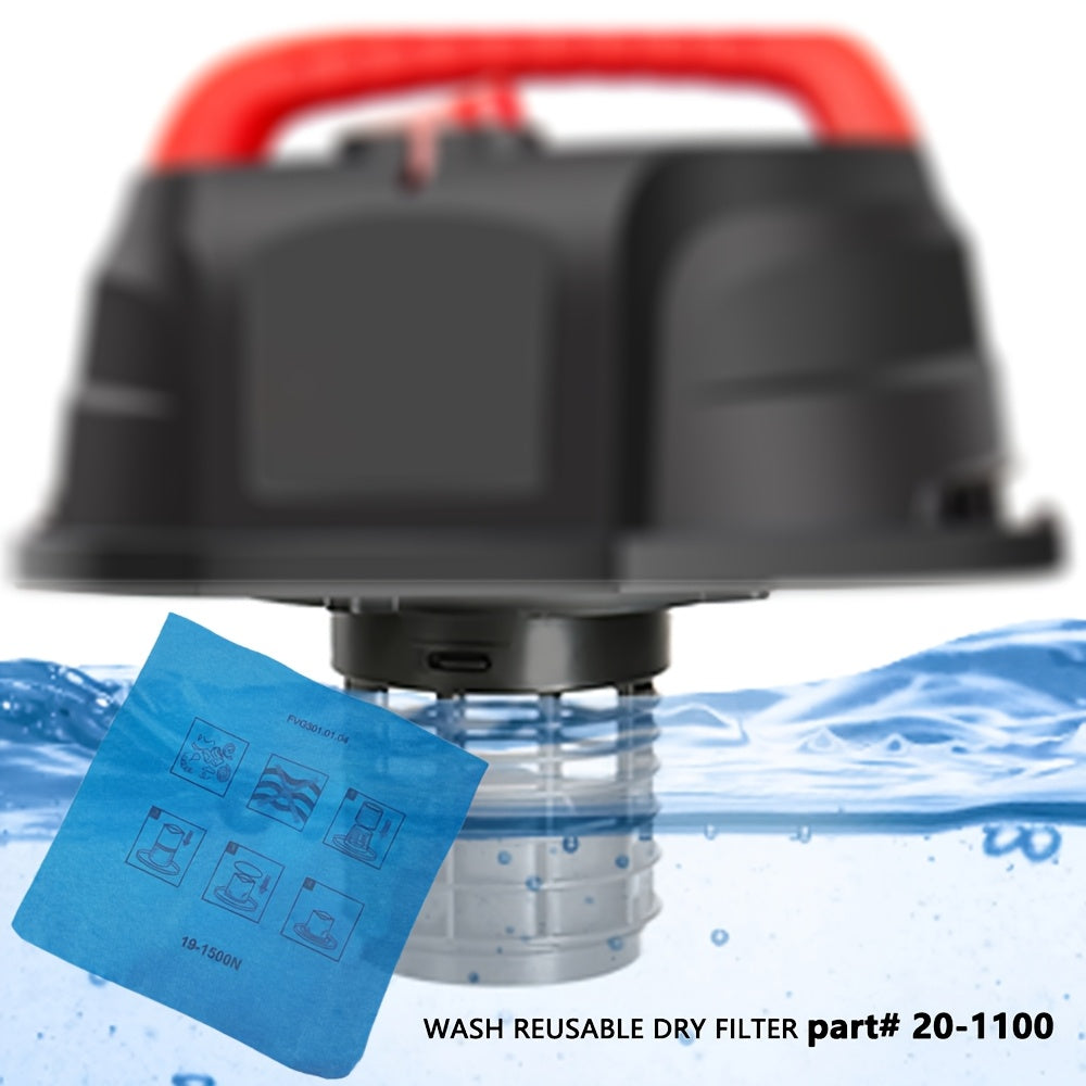 Qayta ishlatiladigan to'quv bo'lmagan filtr, mato material, 1 dona, Stanley va PorterCable 15.14 L quruq va nam vakuum tozalagich qismlari bilan mos - #20-1100