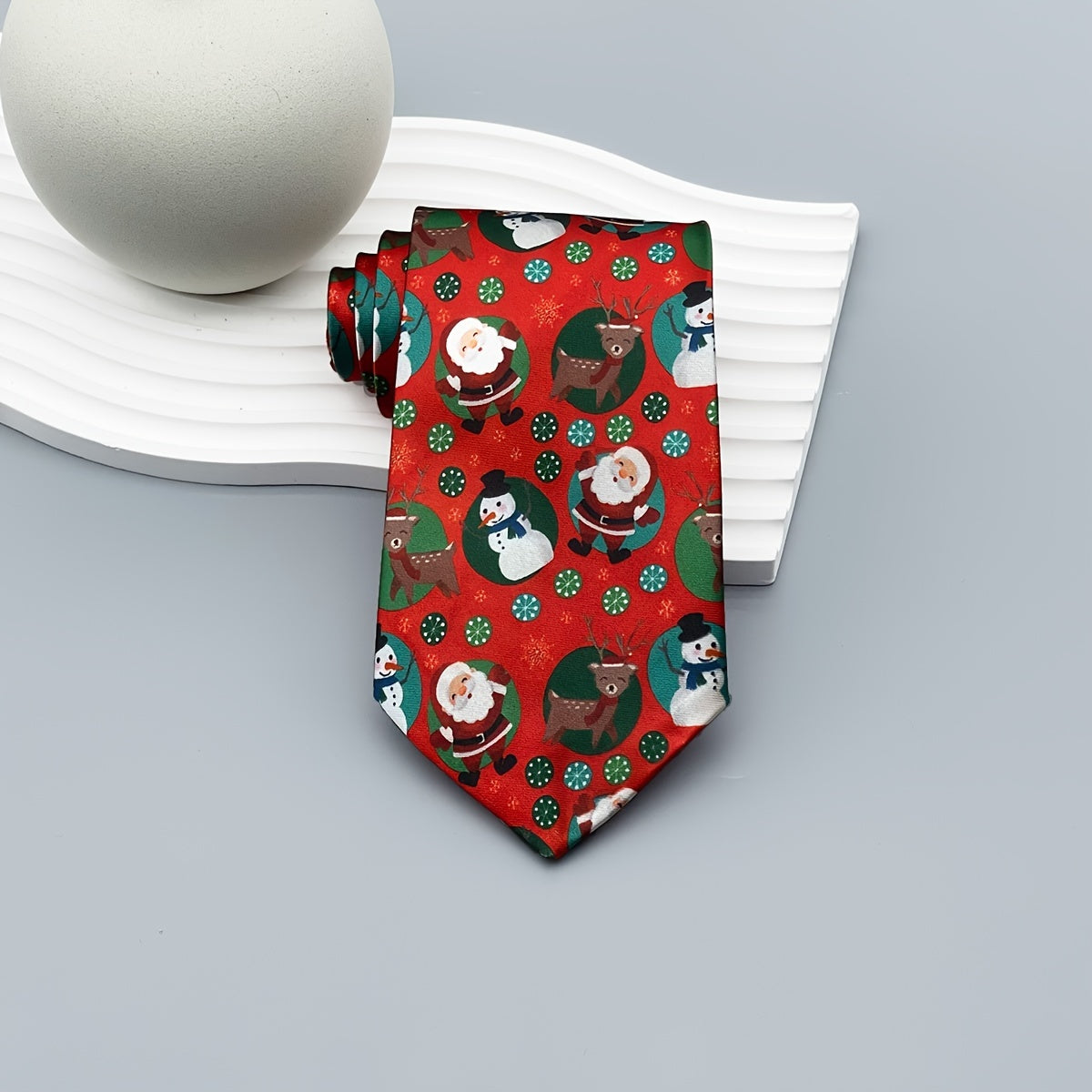 Men's Christmas Tie Woven Polyester with Santa Snowman and Tree Designs