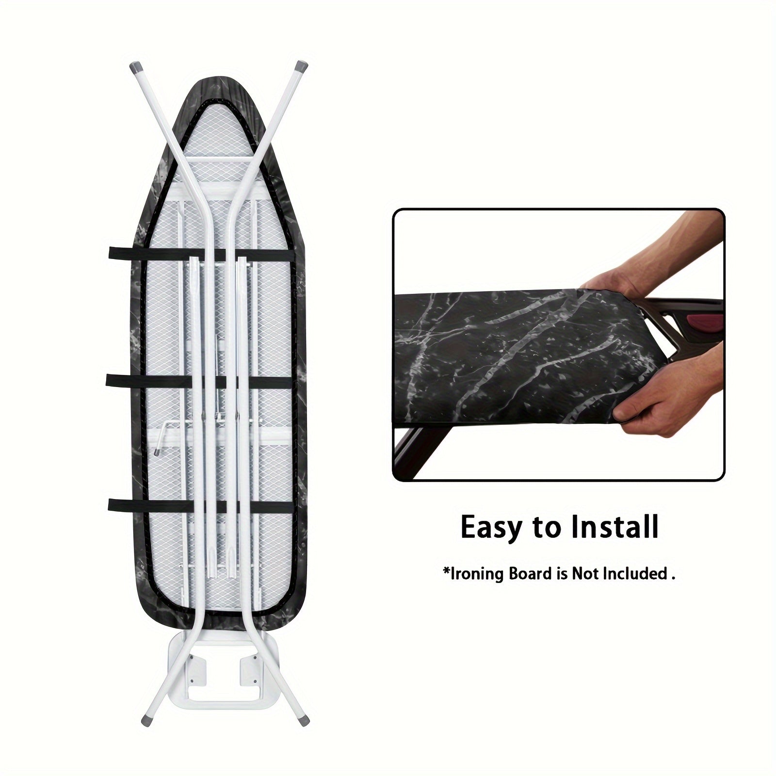 Black and White Marble Ironing Board Dust Cover Durable Stain Resistant