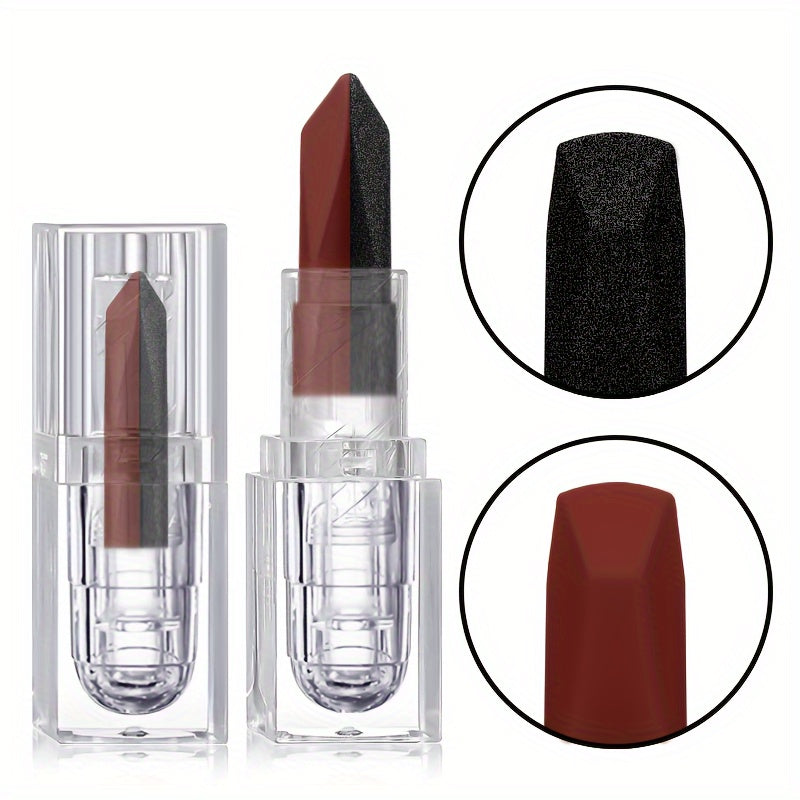 Pintalabios para mujer de doble tono con brillo, mate, resistente al agua y de larga duración en marrón, rojo y negro