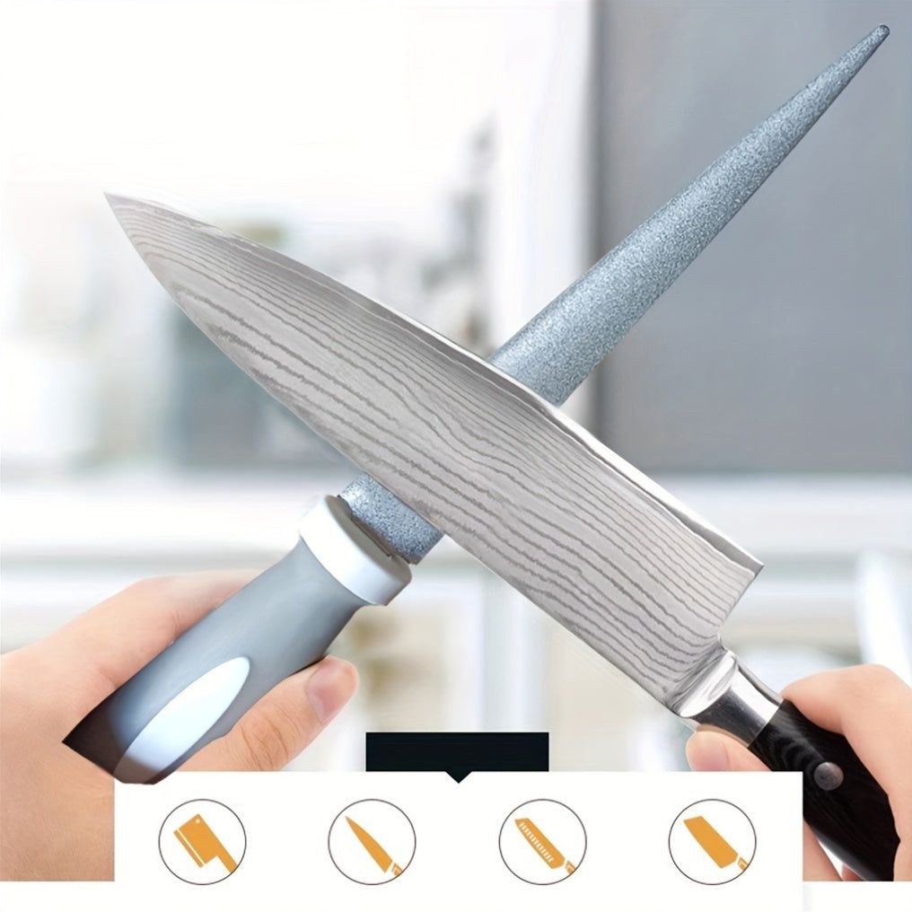 Kichik oshxona pichoqlari, qaychi, bog' uskunalari uchun ikki tomonlama olmosli shag'alli qattiqlashtiruvchi tayoq