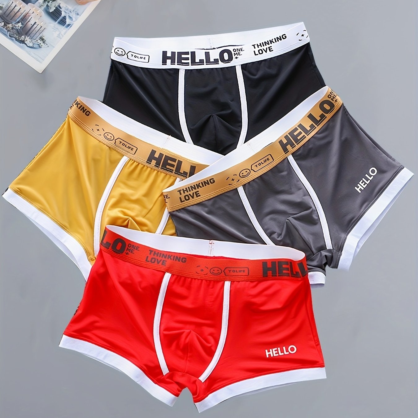 Men's Boxer Briefs Breathable Polyamide Elastane Alphabet Pattern Medium Stretch