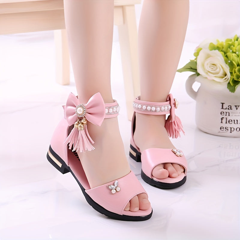 Girls Open Toe Bowknot Sandals Lightweight Breathable for Parties Weddings Holidays