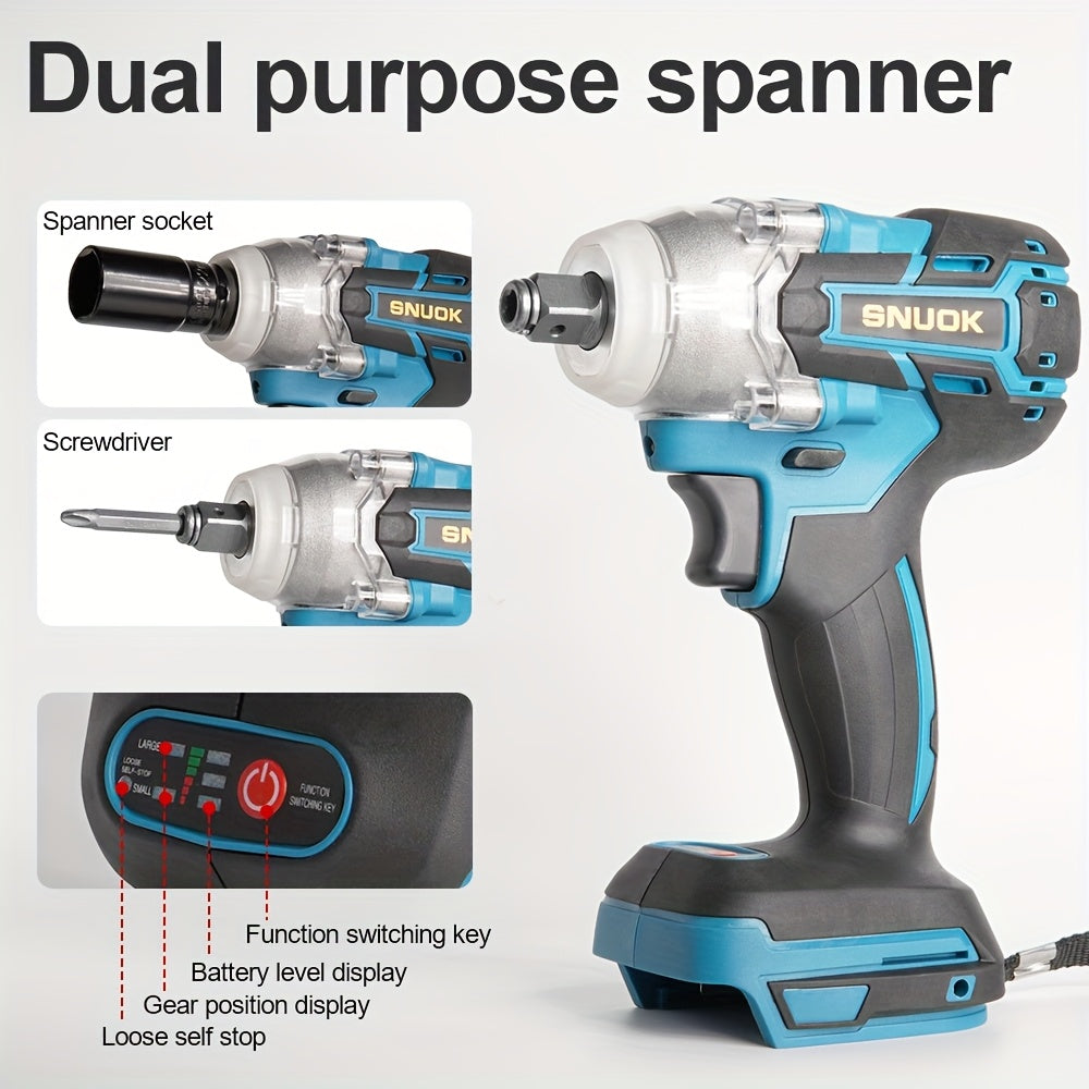 18V Brushless Impact Wrench Cordless Dual Function with High Torque and 1/2 Inch and 1/4 Inch Interfaces