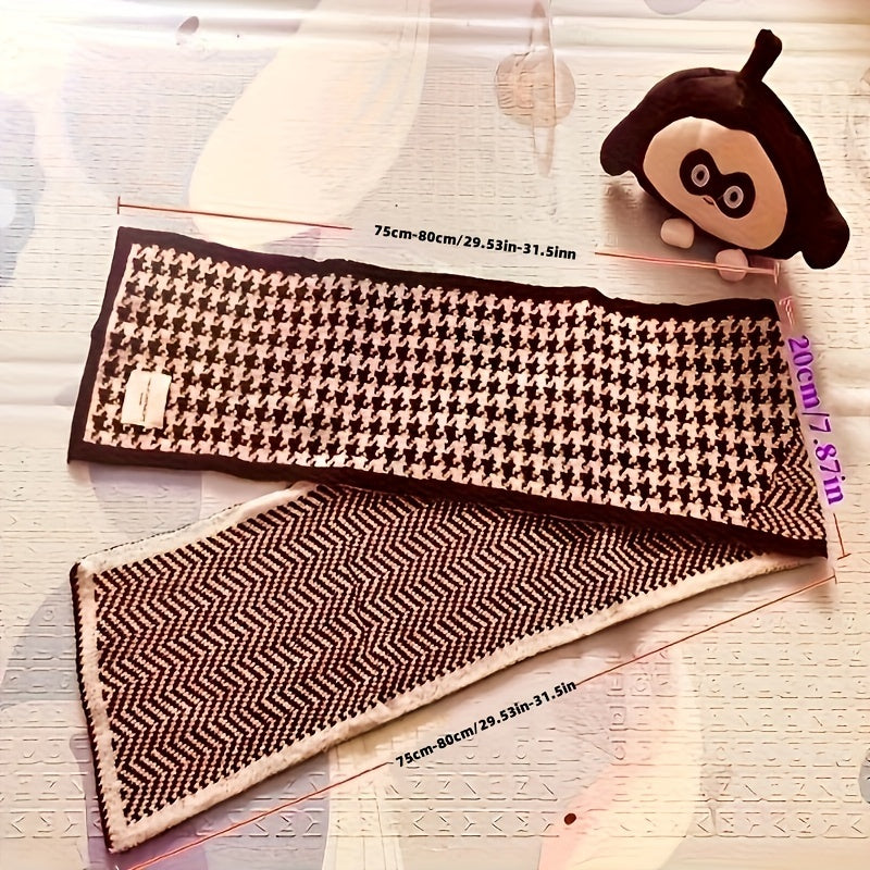 Houndstooth Knit Winter Scarf for Men and Women Warm Cozy Accessory