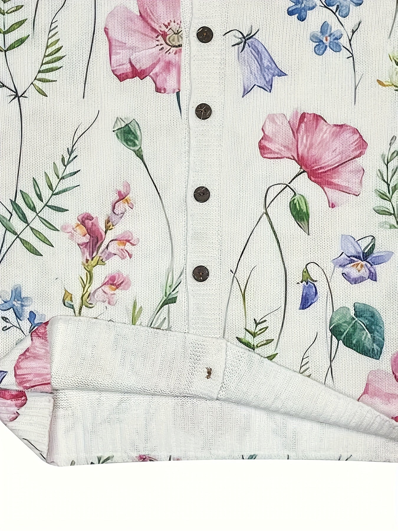 Cárdigan de mujer con estampado floral, manga larga, con botones, casual, ligero