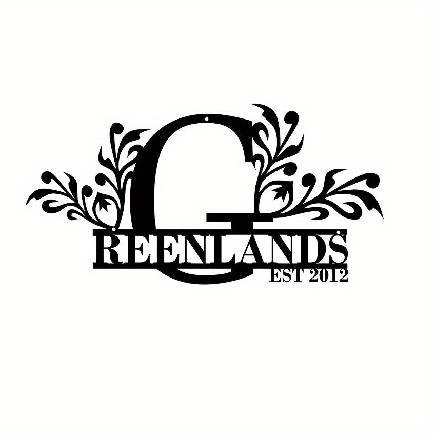 Personalized Metal Family Name Sign Custom Last Name and Date Outdoor Door Hanger