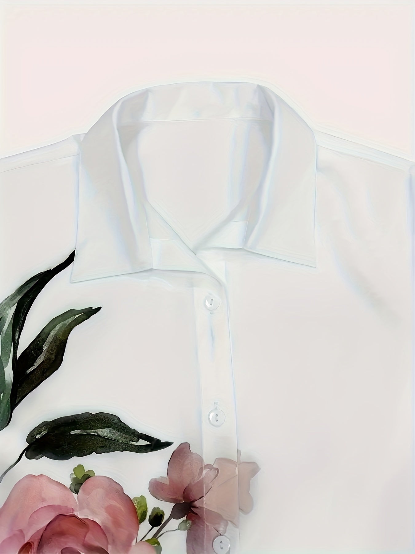 Women's Floral Print Button-Front Collared Shirt Long Sleeve Casual Woven Polyester