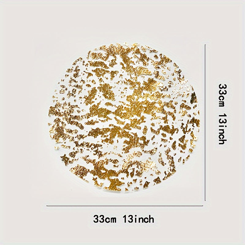 Juego de 12 posavasos dorados con diseño de cuadrícula de foil para proteger mesas