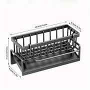 Kitchen Sink Organizer with Drain Rack and Storage Basket for Sponges and Detergents