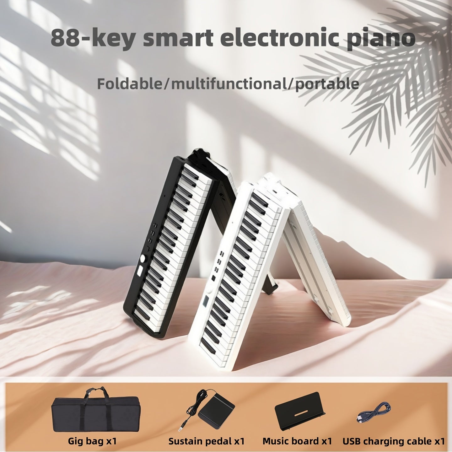 88-Key Electronic Piano Keyboard with Dual Rhythm and Timbre, Includes Carry Bag and Sustain Pedal