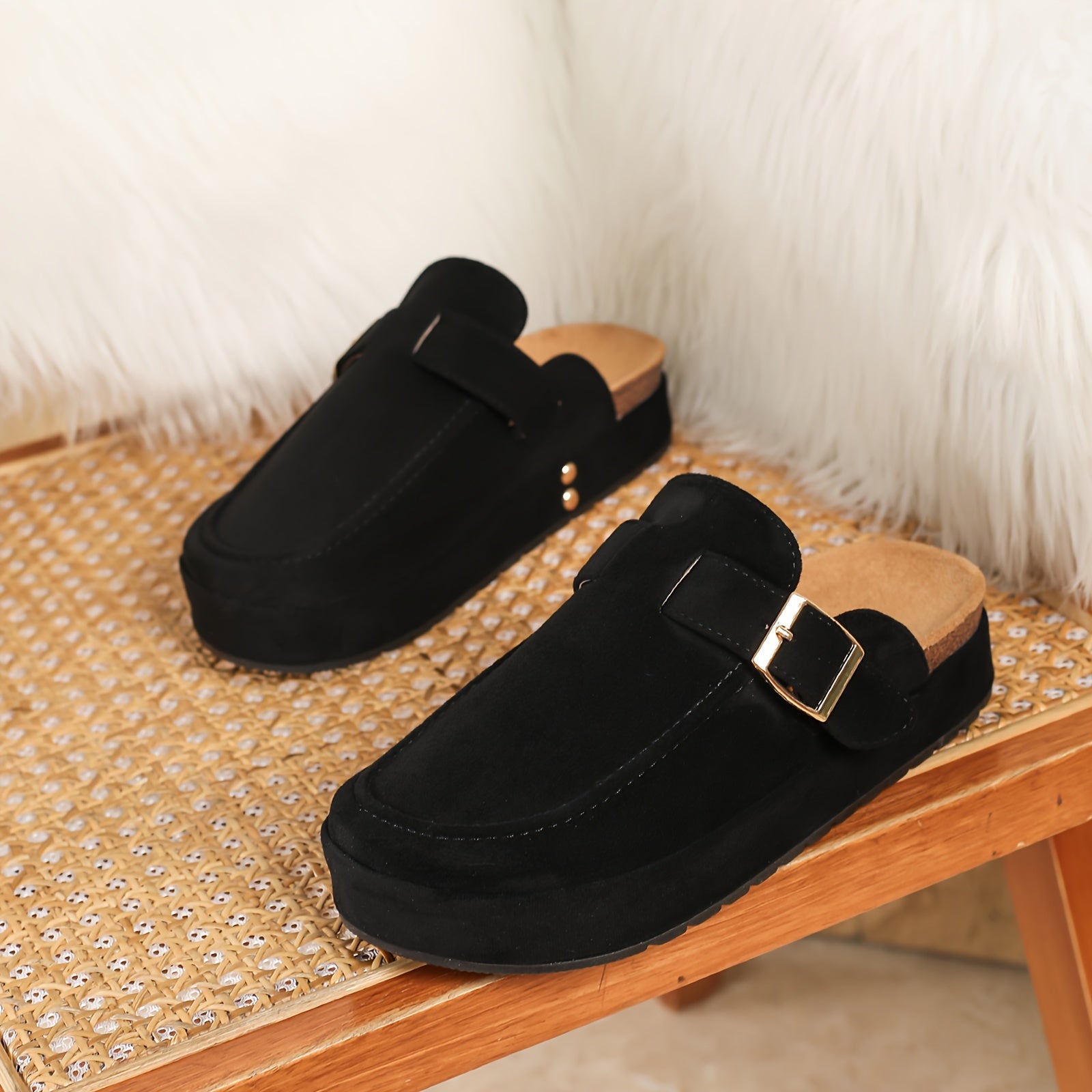 Women's Retro Thick-Soled Closed-Toe Slip-On Mules for Indoor Outdoor Comfort