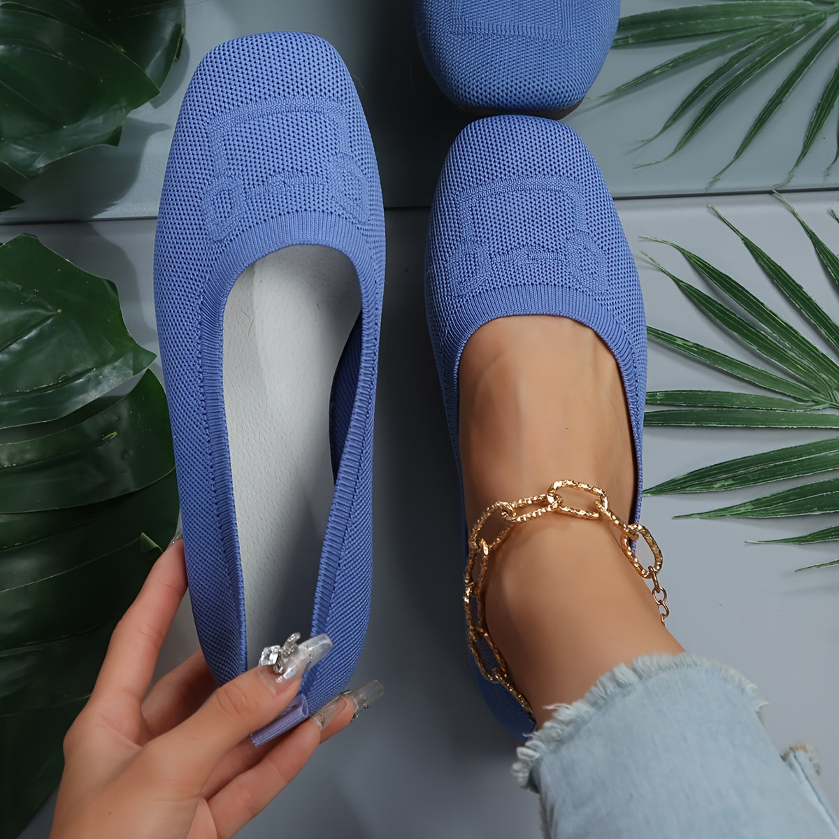 Zapatos planos casuales para mujer con suela ligera, transpirable y de TPR