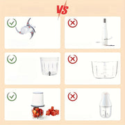 Picadora eléctrica de alimentos, molinillo de carne de acero inoxidable, 8 tazas, 148W, recarga USB