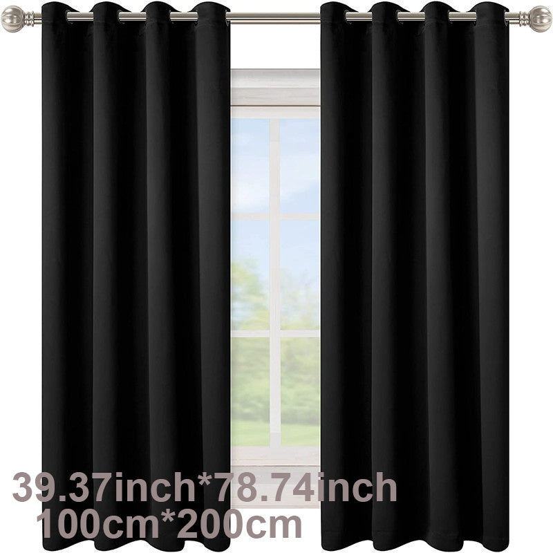 Blackout Curtain 1 Panel Solid Black Insulated Room Darkening for Bedroom Living Room