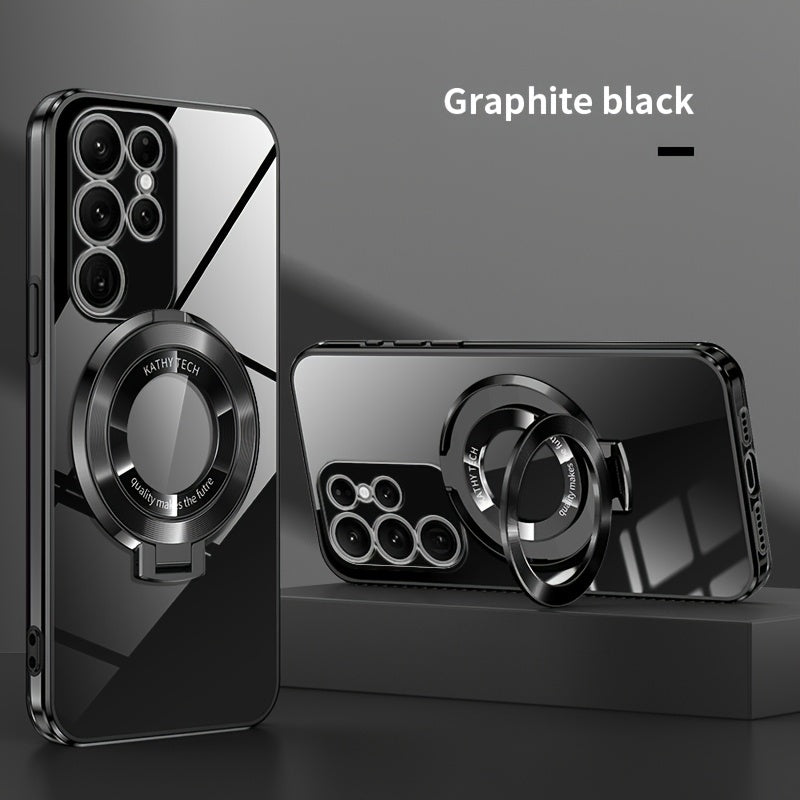 Electroplated Galaxy Phone Case with CD Holder Fall Protection Camera Guard for Samsung Galaxy Series