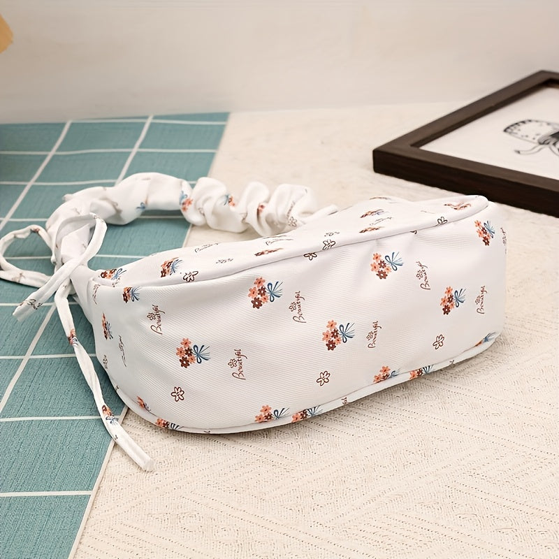 Women's Floral Crossbody Bag Polyester White Pink Zipper Adjustable for Daily Travel