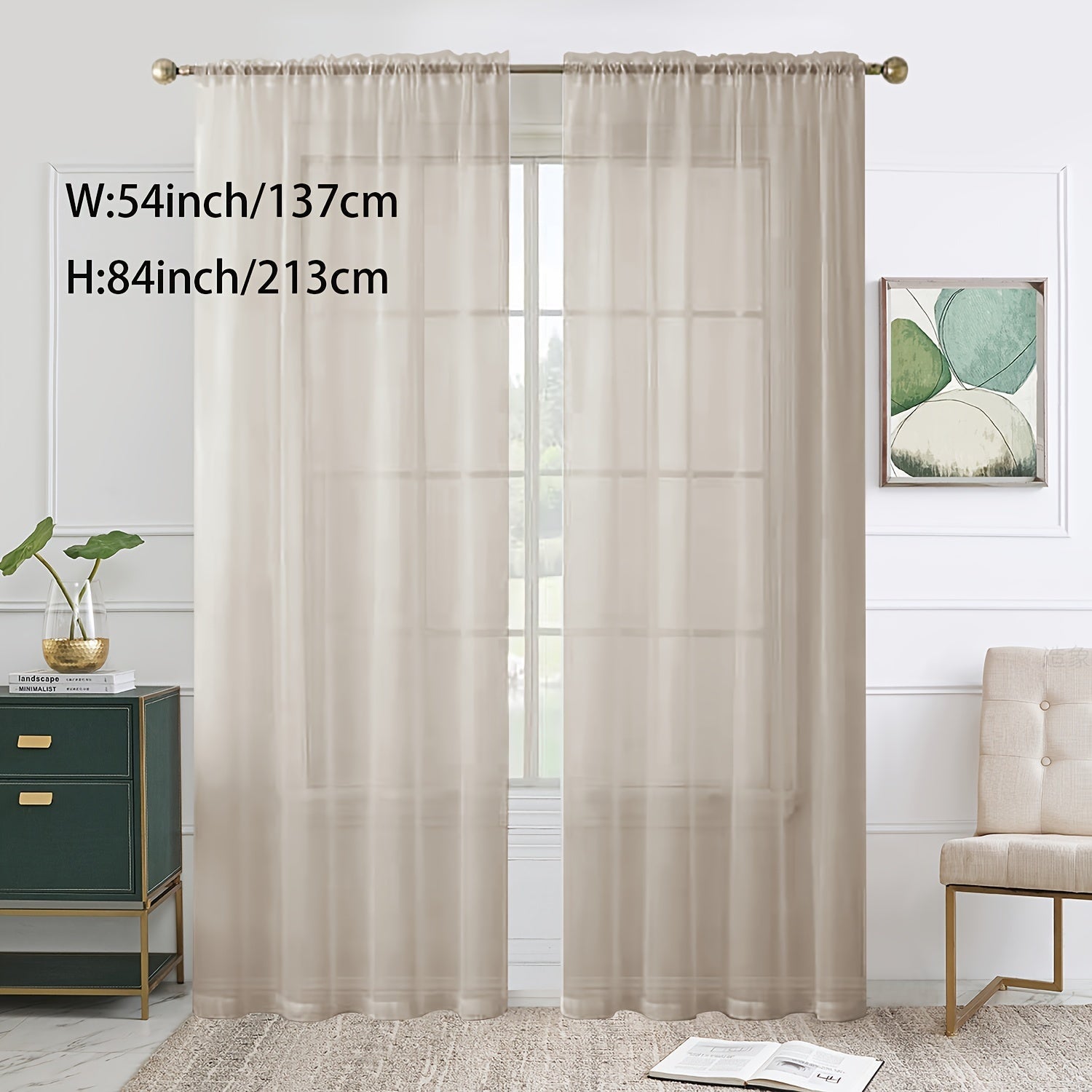 Sheer Curtain Single Panel Light Filtering Privacy Rod Pocket for Living Room Bedroom Kitchen