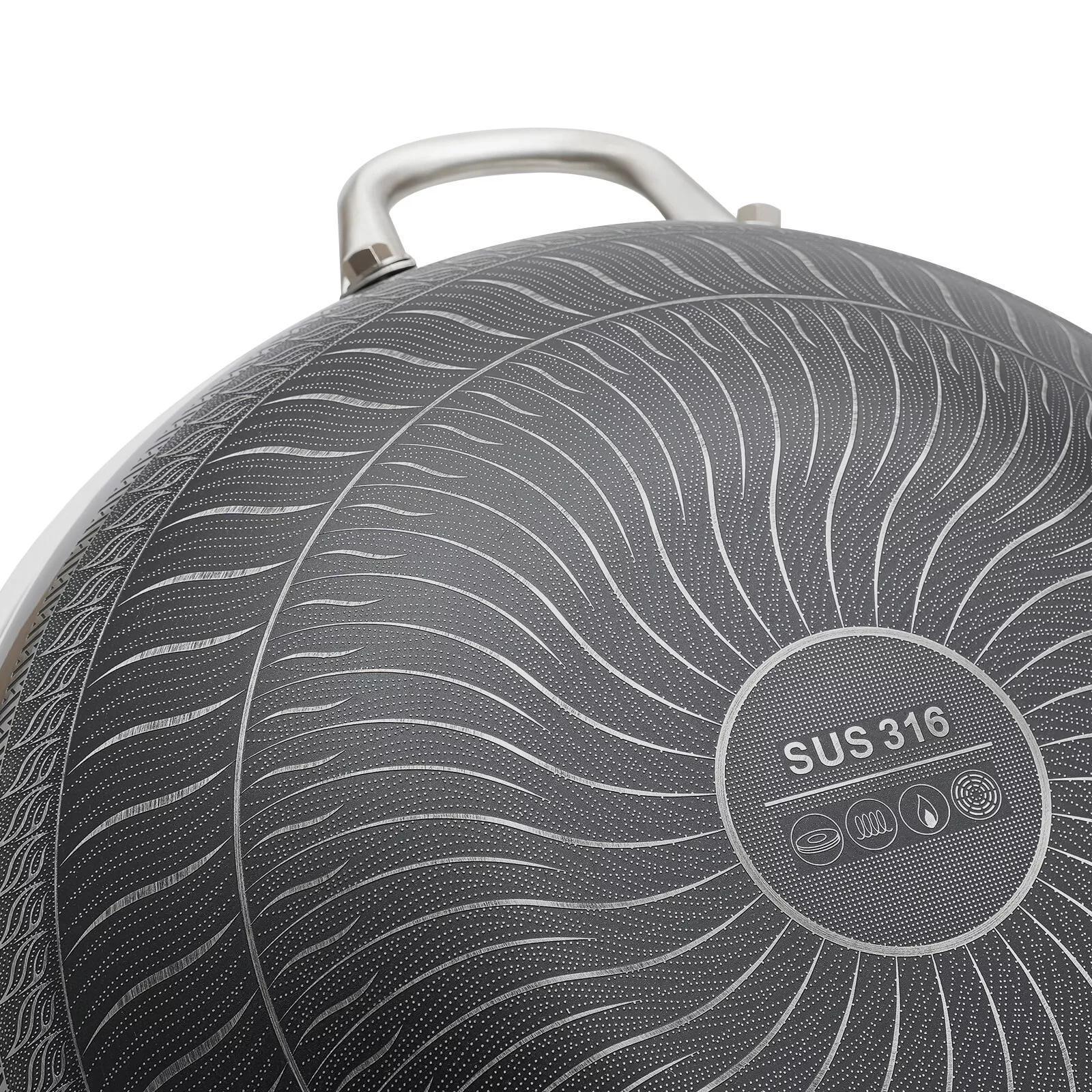 iTechjoy Ko'p funksiyali Qozon - Uy oshxonasida pishirish uchun Shisha qopqoq bilan Qoplamasiz Asal to'siq ikki tomonlama qozon