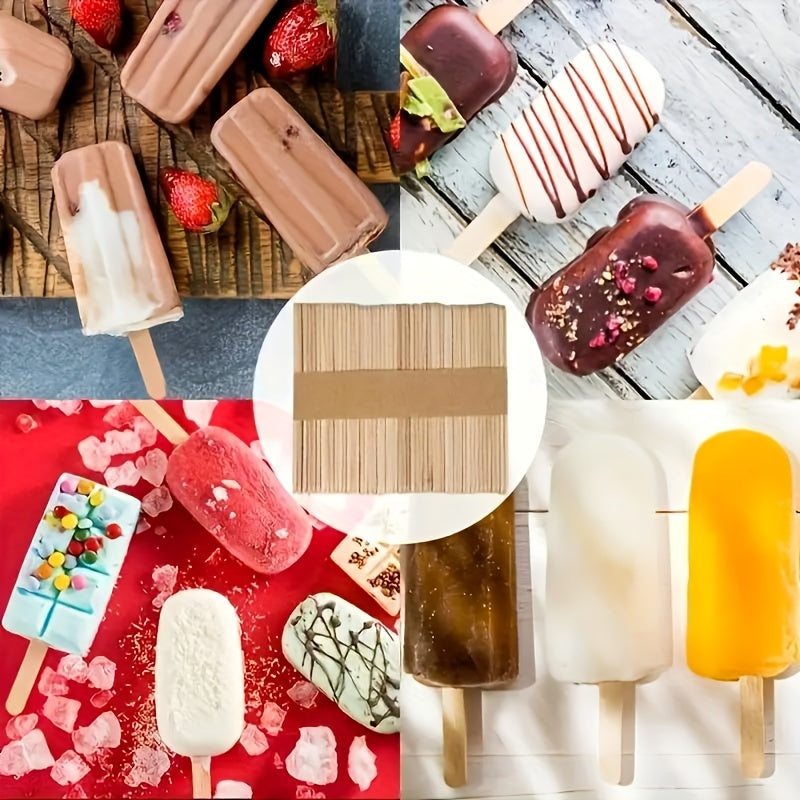 100/200 Count Natural Wooden Popsicle Sticks for Crafts and Food Projects
