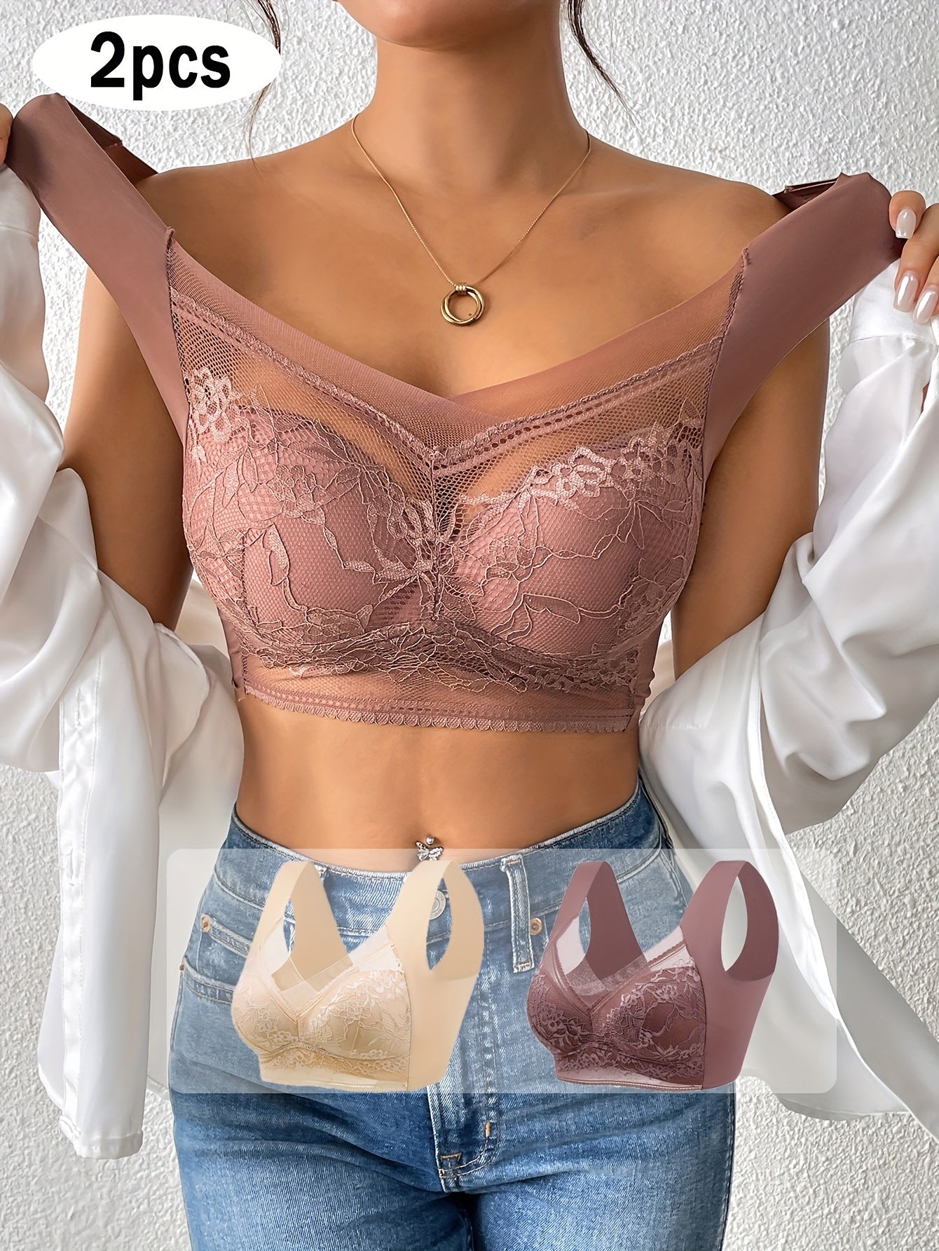 Seamless Lace Tank Bras Full Coverage Comfortable Sexy Lingerie