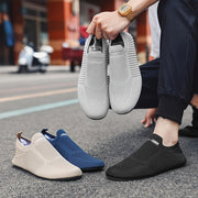 Men's Athletic Sneakers Low Top Slip-On Fabric Rubber Casual Trail Running Tennis Hiking Black White Brown