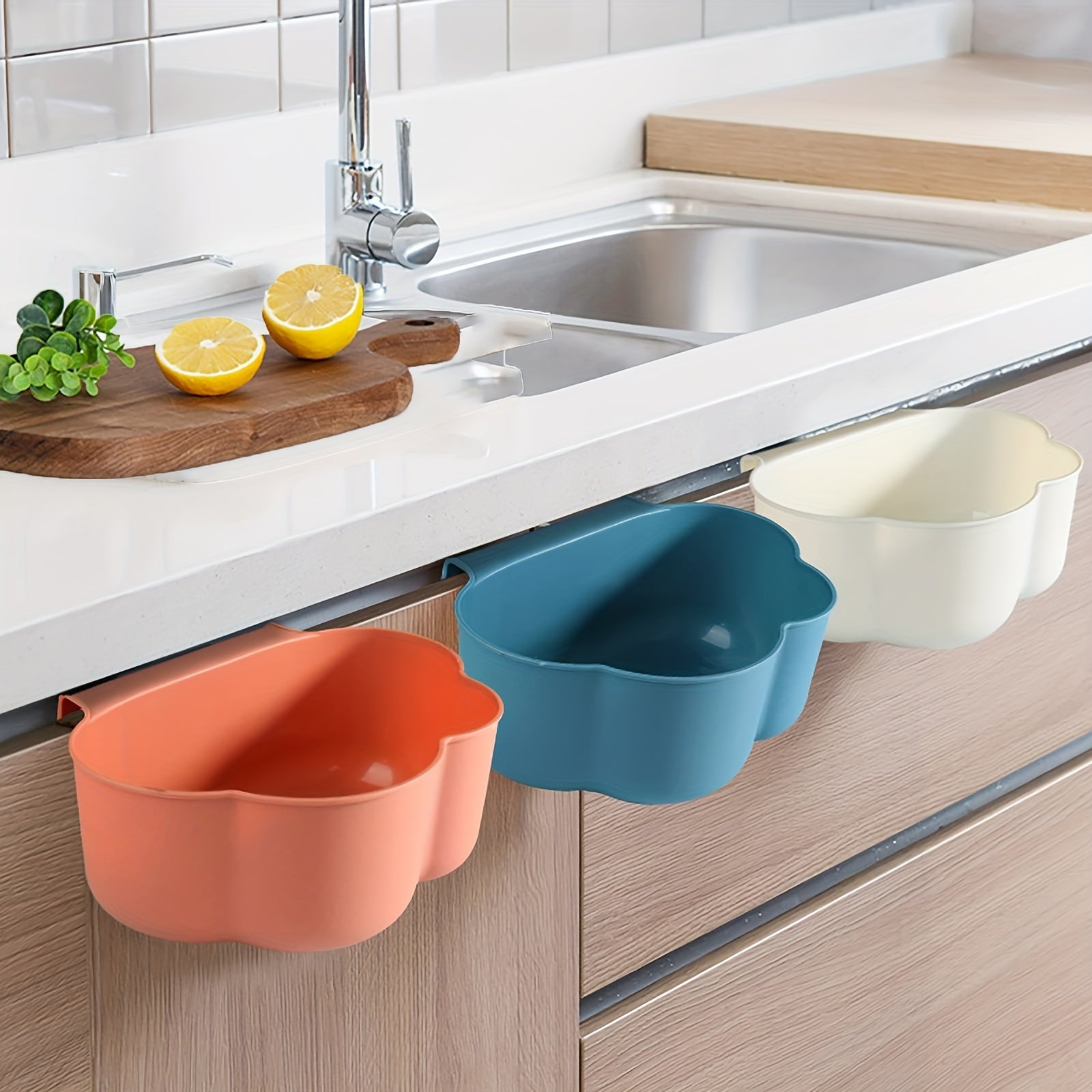 Set of 2 Hanging Diaper Organizers with Garbage Bin for Kitchen Cabinet Door