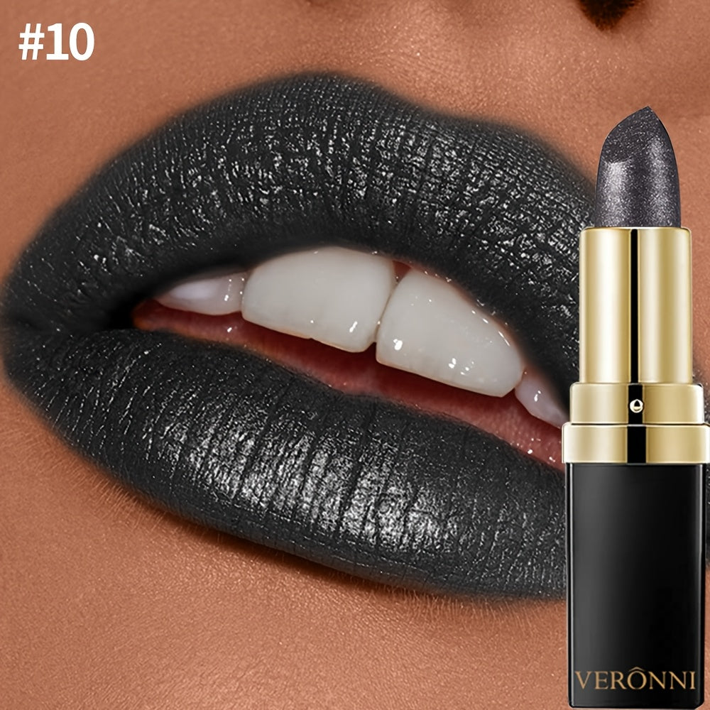 Women Waterproof Lipstick with Hydrating Shine and Metallic Finish