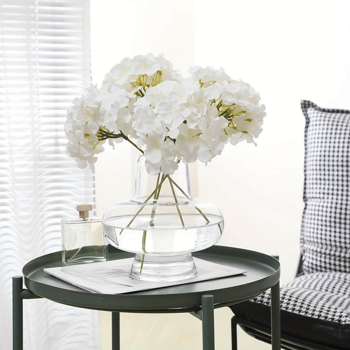 5 белых гортензий искусственных цветов с стеблями - отлично подходят для свадеб, праздников, садов | Универсальный, не требует контейнера, подходит для использования на улице, идеален для Рождества и Дня благодарения.