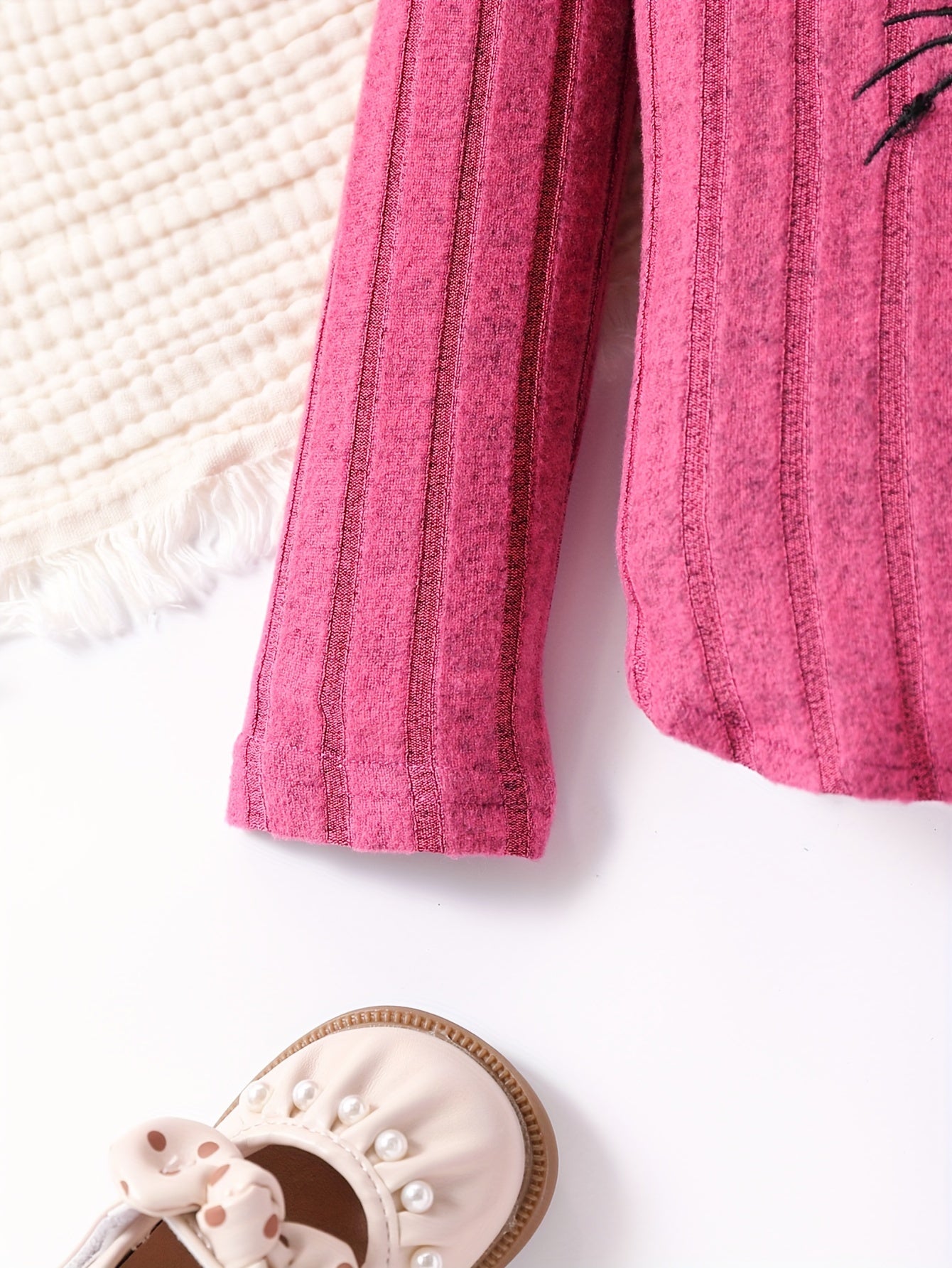 Kids' Cat Print Hooded Top and Soft Pants Set in High Stretch Polyester Knit for Kids 12 and Under