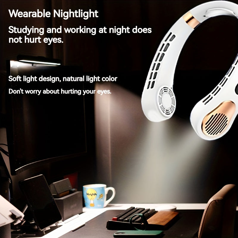 Portable Neck Fan with LED Display Rechargeable Hands-Free Bladeless Personal Fan 5-Speed