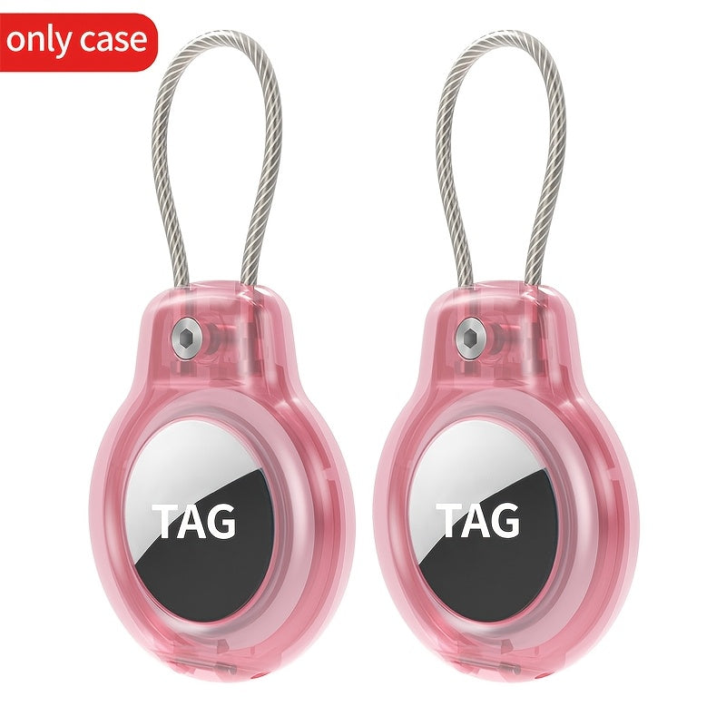 2 piezas de fundas protectoras de acero inoxidable para AirTag, llavero antirrobo, etiqueta de equipaje