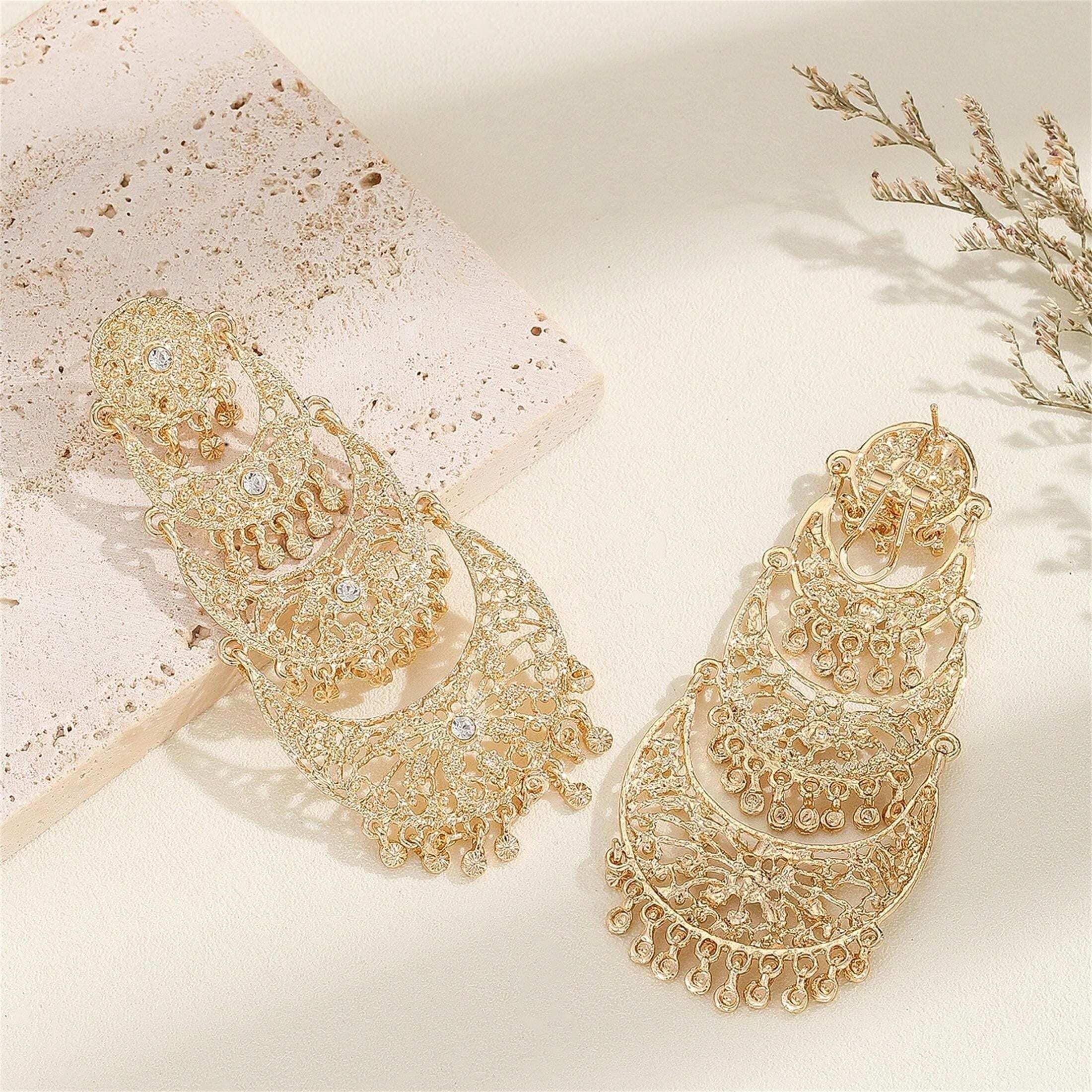 Women’s Gold Plated Indian Style Earrings for Weddings and Celebrations