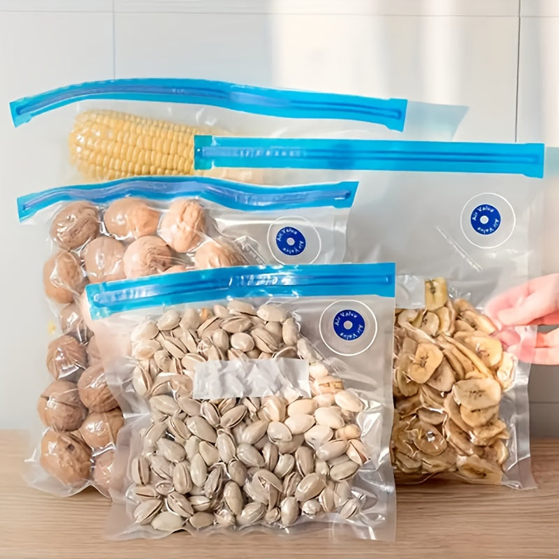 40 Pieces Reusable Vacuum Sealer Bags with Blue Zippers for Food Storage Airtight PE+PA